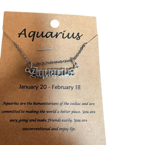 Zodiac Aquarius Silver 18” Tone Necklace NEW
